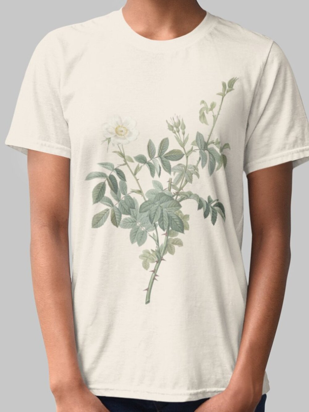 Rose Vintage Floral Print Short Sleeve Graphic Tee T-shirt S-XXL